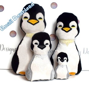 Penguin Plush, 4 Size Set, In The Hoop, Happy Easter, Instant Download, Embroidery Machine Pattern, Cute Easter