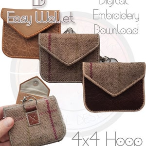 LD Easy Wallet, aro 4x4, tarjeta de regalo, monedero de cambio pequeño, diseño de máquina de bordado, descarga digital, todo ITH