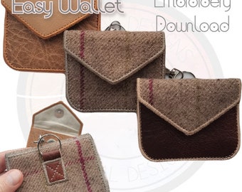 LD Easy Wallet, 4x4 Hoop, Gift Card, Small change wallet, Embroidery Machine Design, Digital download, All ITH