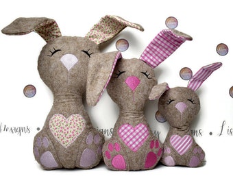 Bunny Plush Embroidery Design, ITH, Rabbit, 3 Sizes, Instant Download, New Born, Lisey Designs,
