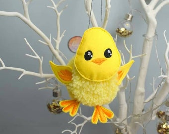 DIGITALE STICKDATEI, Küken Pompom, Stickdatei, Stickdatei, Lisey Designs, Süßes Osterküken