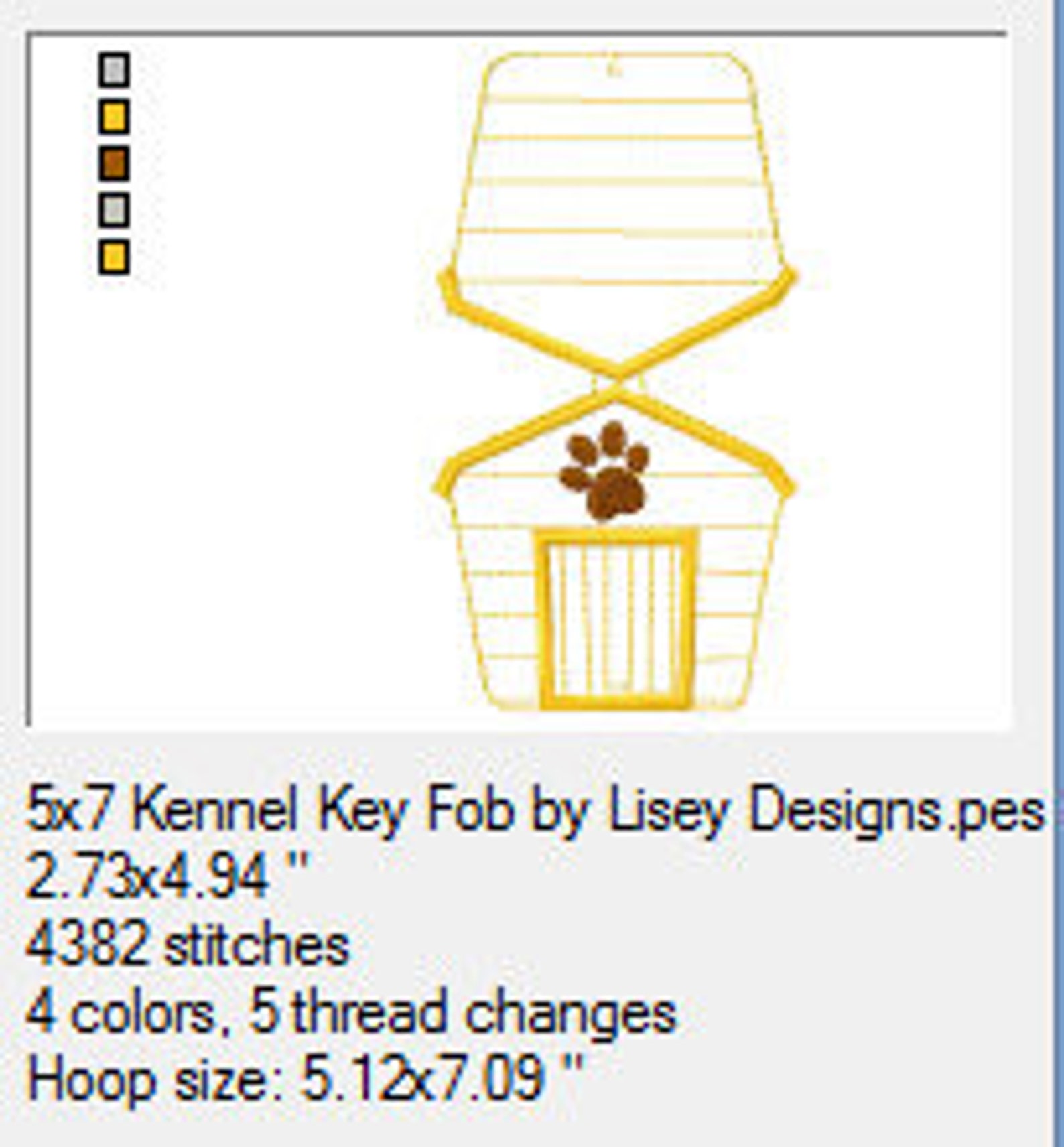 DIGITAL PATTERN Kennel Key Fob 4x4 & 5x7 Hoop Double Sided Etsy