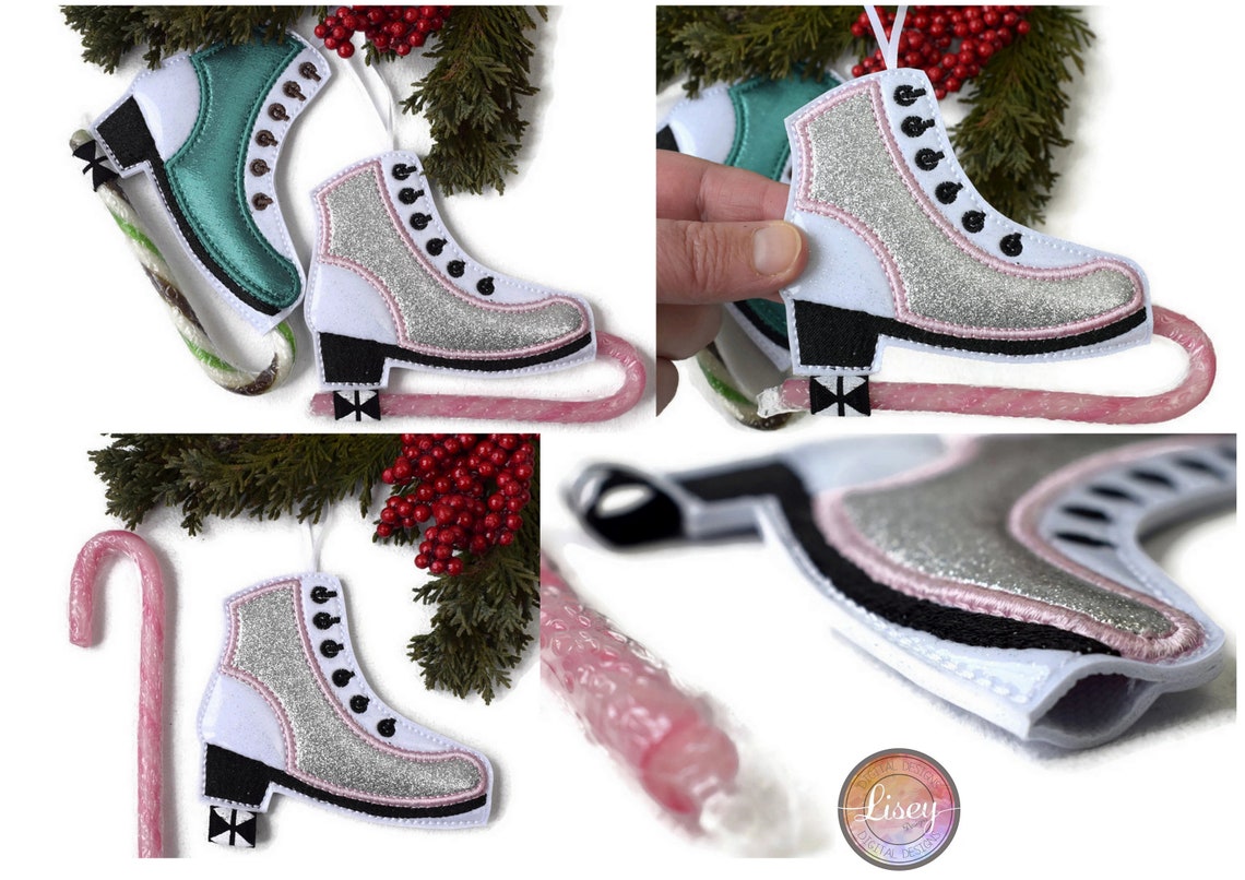 4x4 Candy Cane Ice Skate Hanging Decoration Figure Skating Etsy