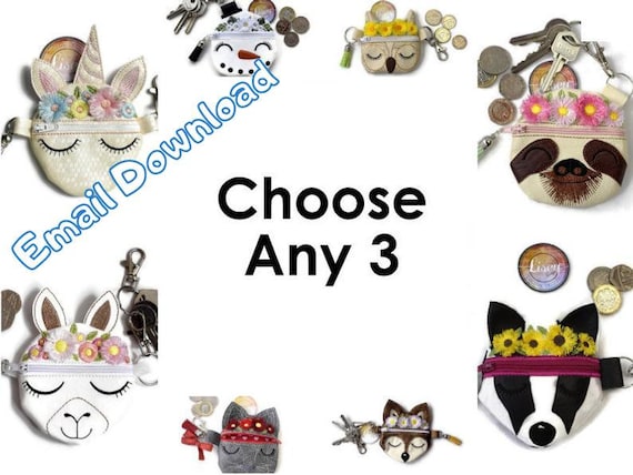 4x4 Choose any 3 of my 3D Flowered 4x4 coin purses, Machine Embi designs and I will email them over to your email within 24 Hours