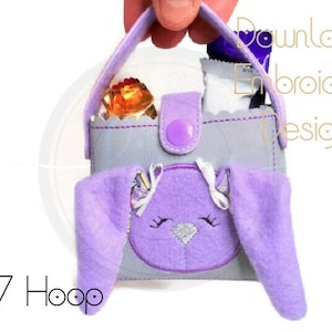 5x7 hoop Rabbit Treat Bag, Bunny Bag, Embroidery Design, ITH, Easter Bag, Digital Download, embroidery machine, Liseydesigns