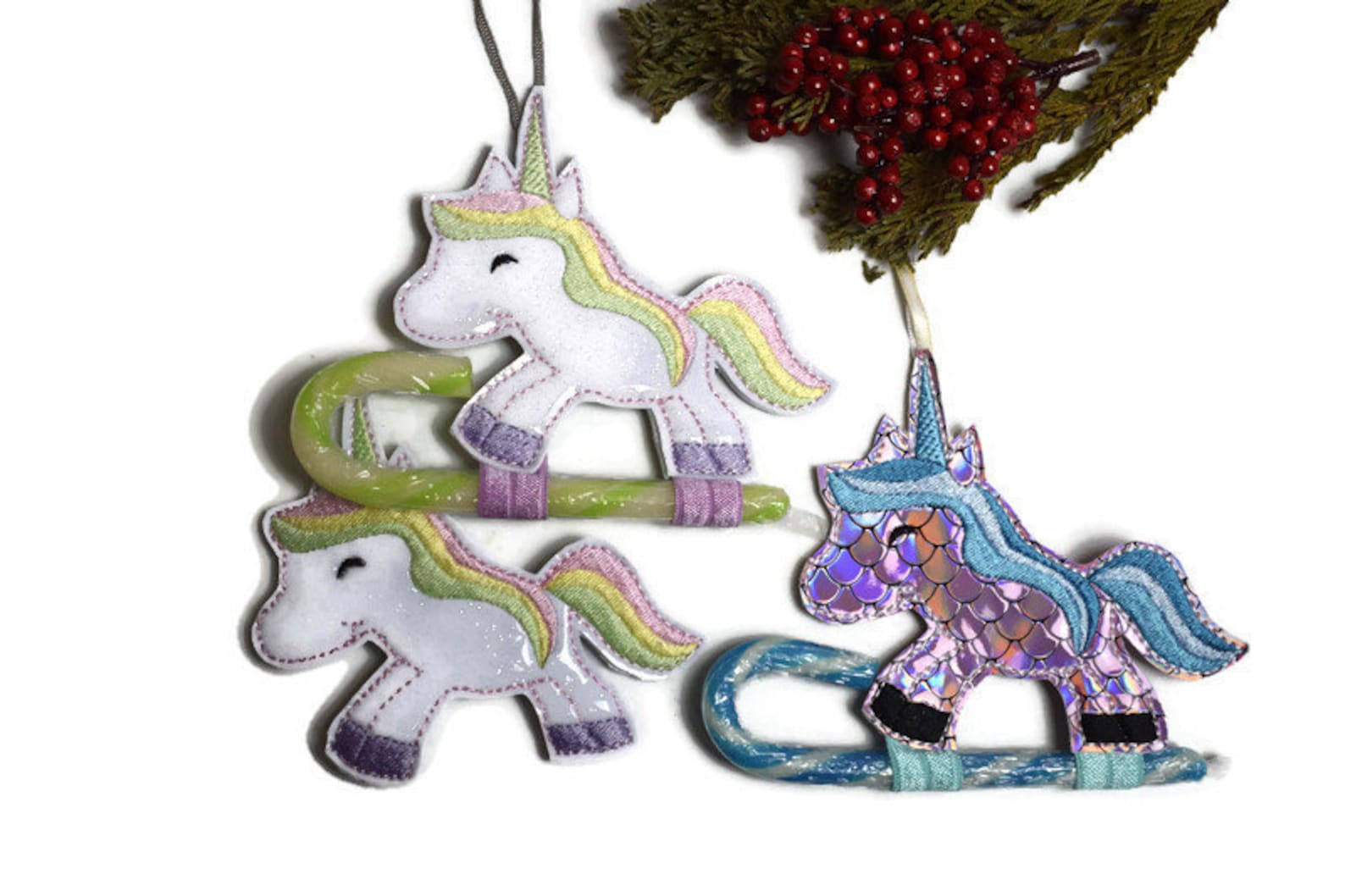 4x4 Candy Cane Unicorn Hanging Decoration Rocking Horse Etsy