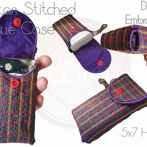 5x7 Stitched Tissue Case, DIGITAL PATTERN, Snot Rags, Tissue Case, ITH, Embroidery Machine Design, Tartan Quilt Effect, Fabric Design