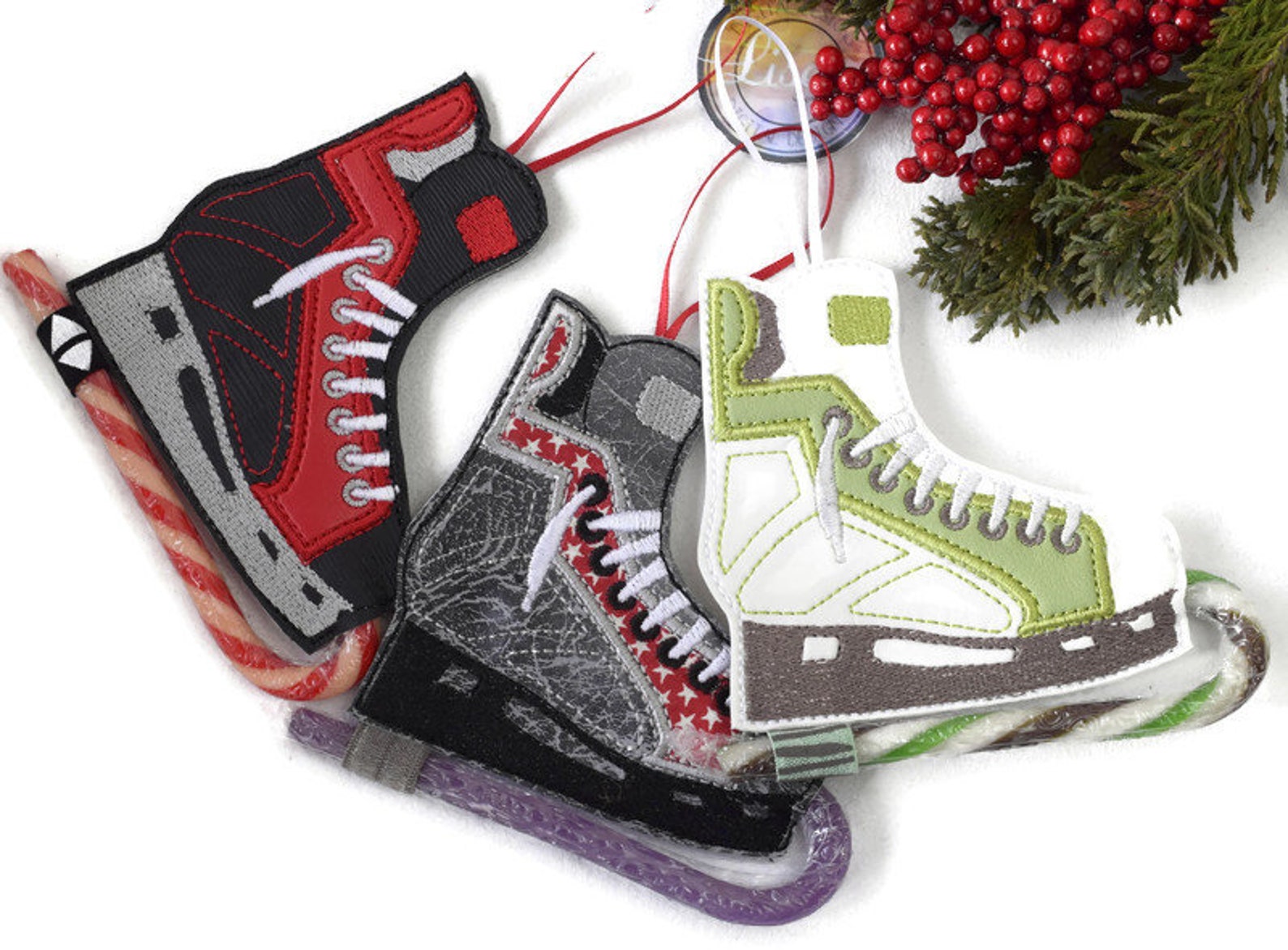 4x4 Ice Hockey Candy Cane Skate Hanging Decoration Speed Etsy
