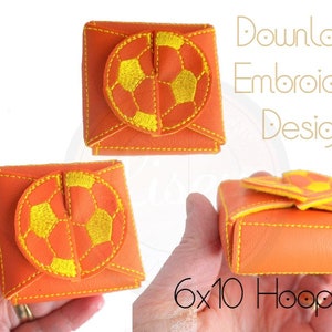 3D Football Box, Medium Box, Digital Embroidery Design,  In The Hoop, Instant Download, 6x10 hoop