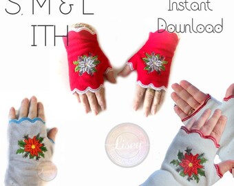 Pulswärmer, SET Armstulpen, alle 3 Größen, Weihnachtsstern, Pattern, Instant Digital Download Stickerei, In the Hoop, ITH