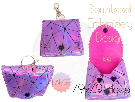Large ITH Key Bag Key Ring Largest Size Digital Embroidery Instant Download Nik Naks in the Hoop 8x8 Hoop Etsy Australia
