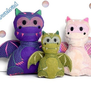 Dragon Plush, In The Hoop, all 3 sizes