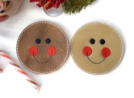 4x4 Gingerbread Man Coaster, ITH, Quick Stitch Out, Lisey Designs, Embroidery Designs