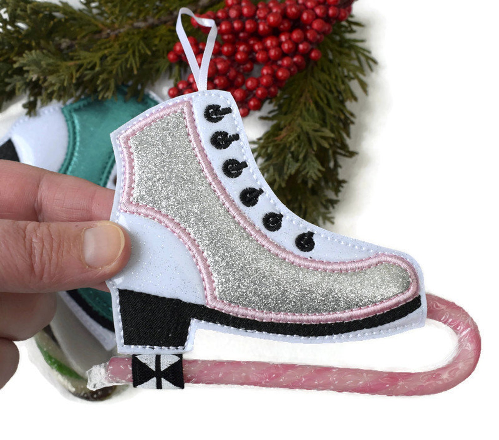 4x4 Candy Cane Ice Skate Hanging Decoration Figure Skating Etsy