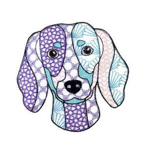 Digitaal bestand, Teckel, Gestikt Patchwork, 5x7 & 4x4 , Worstenhond, Machine borduurwerk, Lisey Designs
