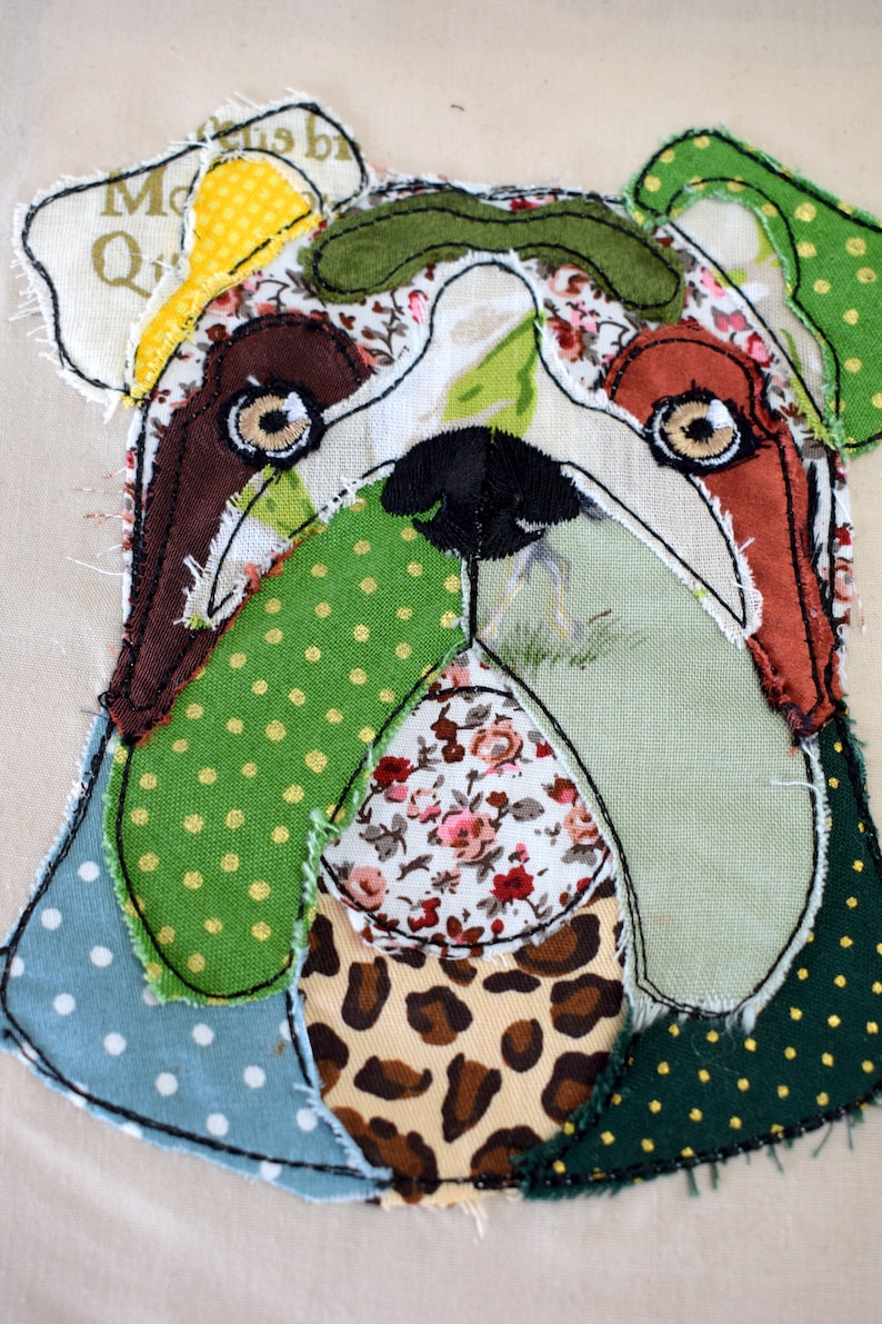Digital File English Bulldog Raw Edge Applique Machine Etsy UK