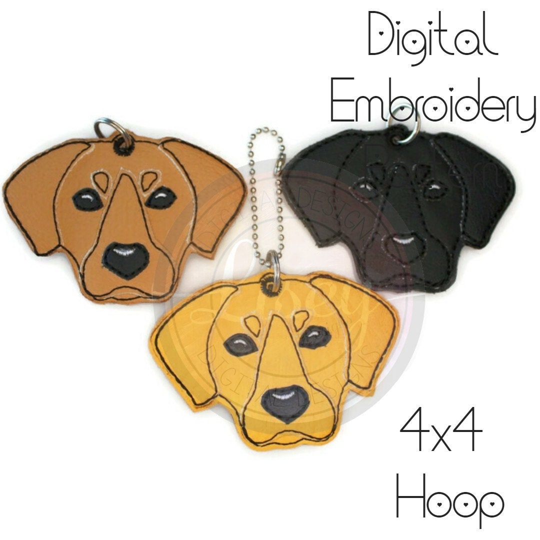 Labrador Key Ring Chain, Large Charm, Layered Raw Edge Applique ...