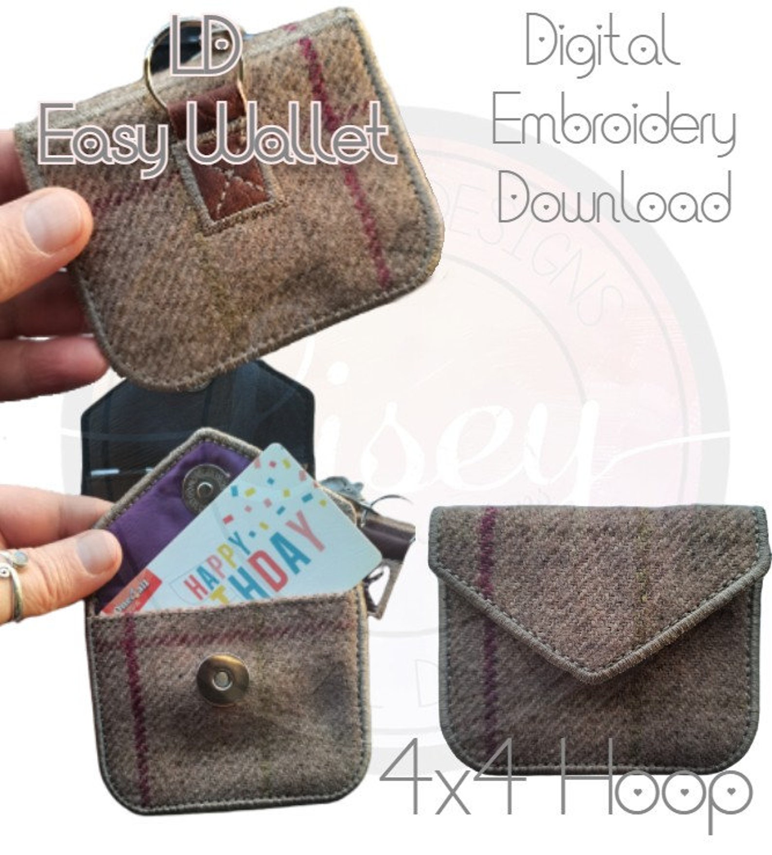 LD Easy Wallet 4x4 Hoop Gift Card Small Change Wallet Etsy