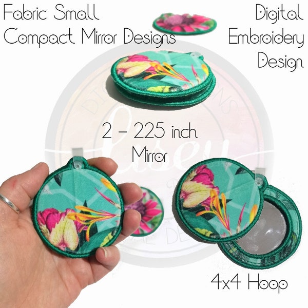 50 - 54 mm mirror Design, Fabric Covered Compact Mirror, Digital Embroidery, Instant Download, Beginner Friendly, 4x4 Hoop, 2 - 2.25 inch