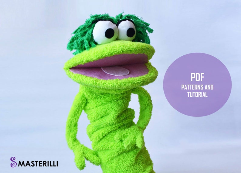 Hand puppet pattern PDF ant tutorial , green monster glove puppe Hand puppet pattern PDF ant tutorial , green monster glove puppe