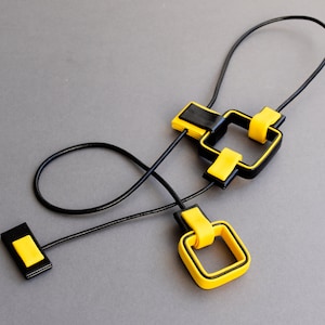 Long geometric necklace, Multi design necklace, Slide necklace, Art necklace, Contemporary necklace, Unusual necklace, Handmade necklace