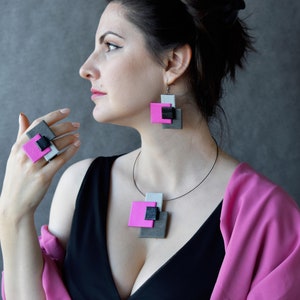 Geometric earrings, Pop art earrings, Statement drop earrings, Artistic earrings, Contemporary earrings, Fashion earrings, Handmade earrings