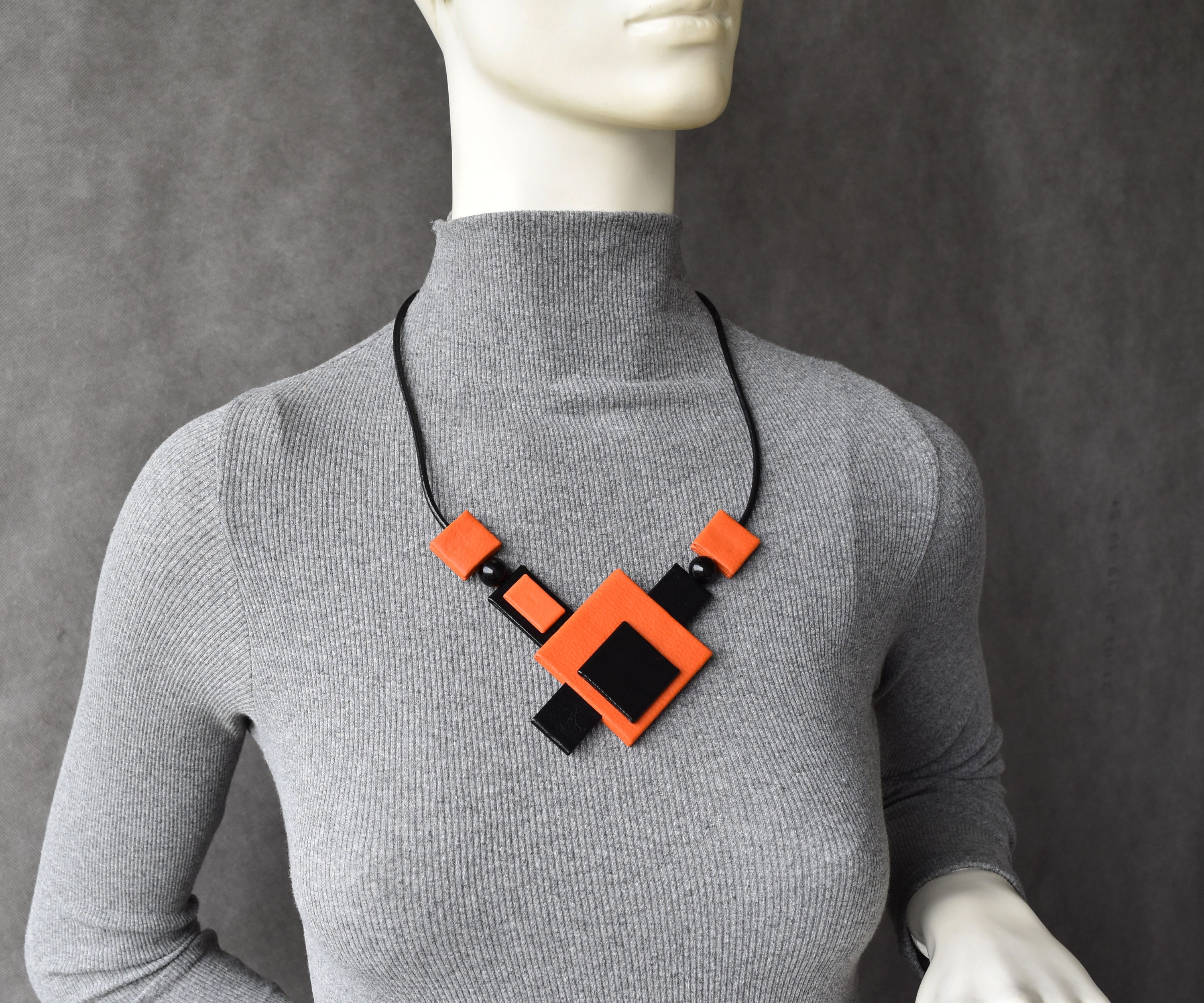 Geometric Figures Duo Necklace, Black/White main image 0