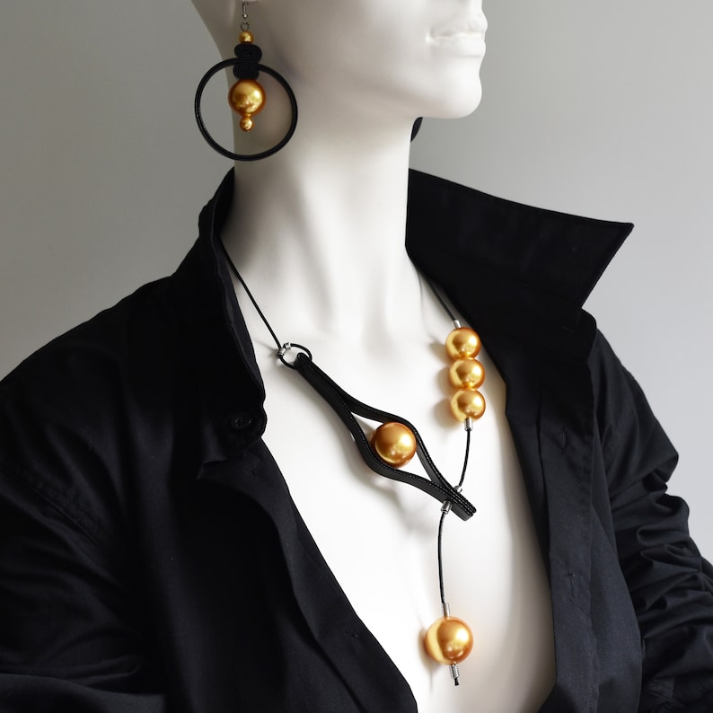 Modern necklace Contemporary necklace Bib necklace Handmade necklace Bohemian Sunny mango necklace Unusual necklace Artistic necklace