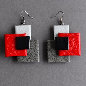 Geometric earrings, Pop art earrings, Statement drop earrings, Artistic earrings, Contemporary earrings, Fashion earrings, Handmade earrings