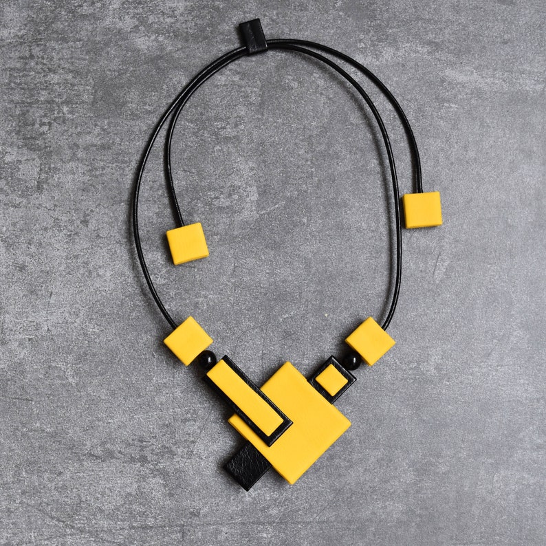 Geometric Figures Duo Necklace, Black/White