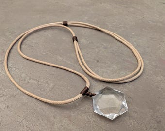 Large Natural Clear Quartz Pendant – Hexagon / Star Of David / Pyramid Crystal