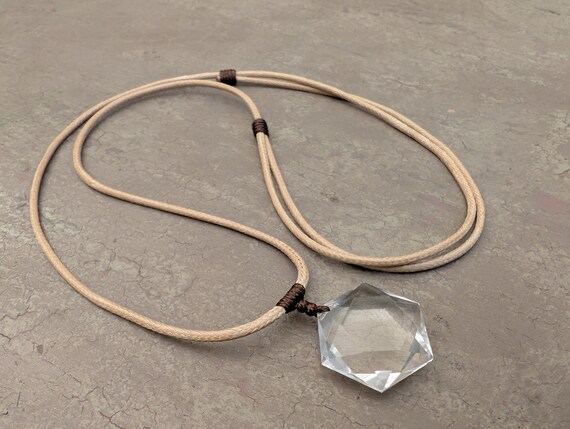 Clear Quartz Pendant Necklace: Brazilian Natural Gemstone, Hexagonal David Star