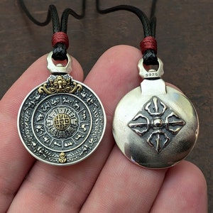 Bagua Melong Mirror pendant necklace Tibetan Buddhist defense protection from negative provocations shaman amulet talisman cross vajra
