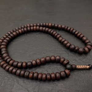 Bodhi mala necklace rosary 108 prayer beads, natural vintage Nepalese phoenix eye Bodhi meditation seed