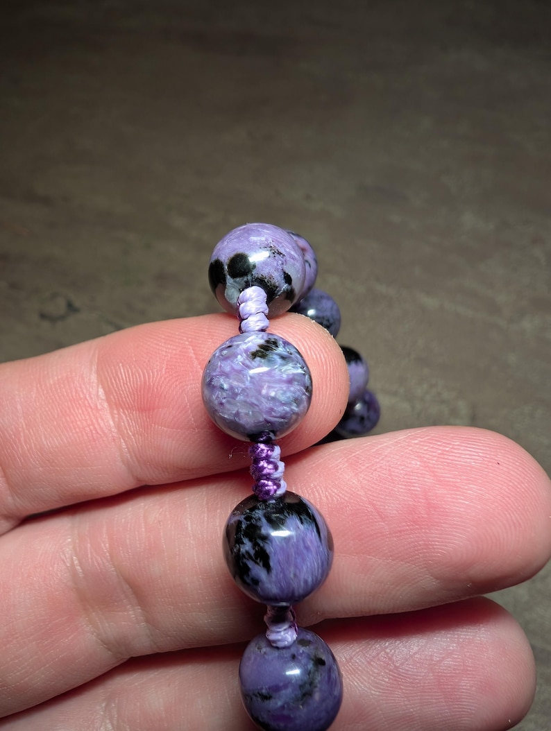 Charoite necklace relieving mental stress, natural genuine authentic gemstone image 6