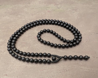 Shungite Mala Necklace Rosary 108 Prayer Beads, Genuine Natural Gemstone