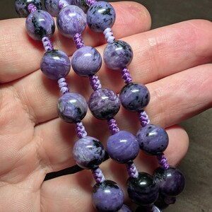 Charoite necklace relieving mental stress, natural genuine authentic gemstone image 5