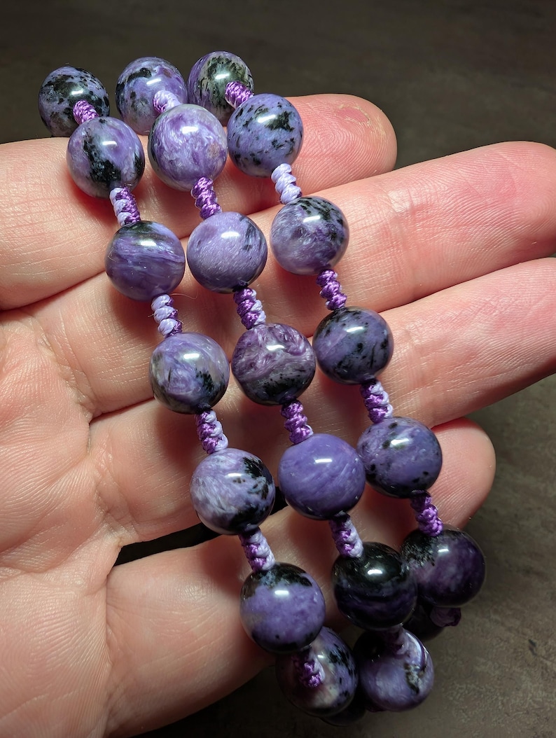 Charoite necklace relieving mental stress, natural genuine authentic gemstone image 5