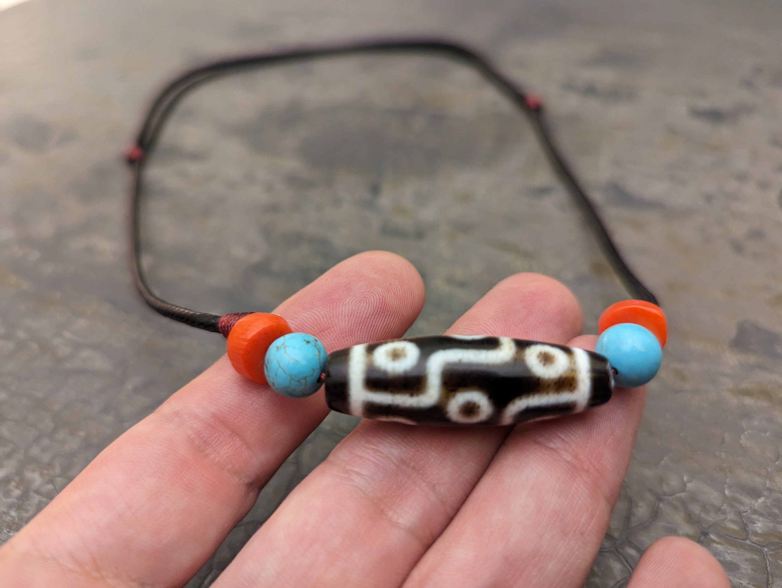 9 Auge Dzi Perlen Anhänger Halskette Echte Tibetische Achat Arten des  Glücks Amulett Attract Good Luck - .de