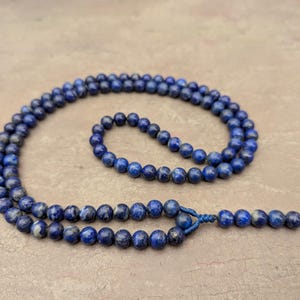 Lapis lazuli Mala necklace, 108 Meditation  prayer beads, natural genuine Afghan blue gemstone