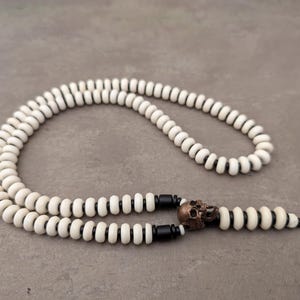 Skull Kali mala necklace Tibetan Buddhist yak bone 108 prayer beads shaman ethnic jewelry