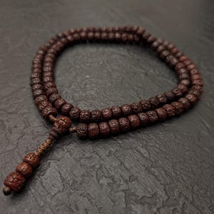 Rudraksha Mala Necklace Rosary 108 Prayer beads, natural vintage Nepalese rudraksha Shiva seed