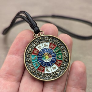 Melong shaman mirror pendant Tibetan A symbol bagua toli amulet Buddhist necklace Protection from negative energies and provocations