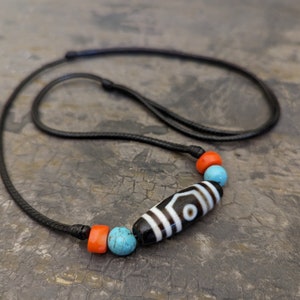 3 eye dzi bead pendant necklace natural genuine Tibetan agate amulet talisman