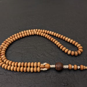Juniper mala necklace rosary 108 prayer beads, natural genuine fragrance smell Tibetan wood