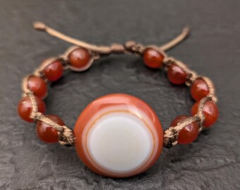 Carnelian Bracelet, Absolutely Natural Genuine Gemstone Macrame Agate