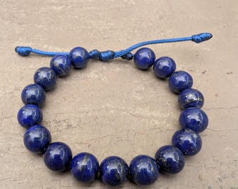 Lapis Lazuli Bracelet Natural Genuine Afghan Earth Mined Blue Gemstone Macrame