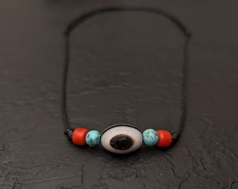 Gobi Agate Pendant Necklace, absolutely natural rare gemstone 1 one eye dzi