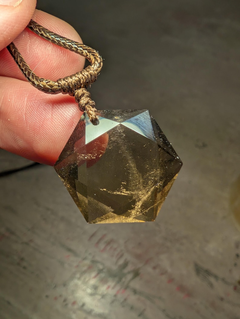 Rauchquarz Anhänger Halskette sechseckiger Stern natürlicher echter brasilianischer Rauchtopaz Edelstein David Stern Bild 9