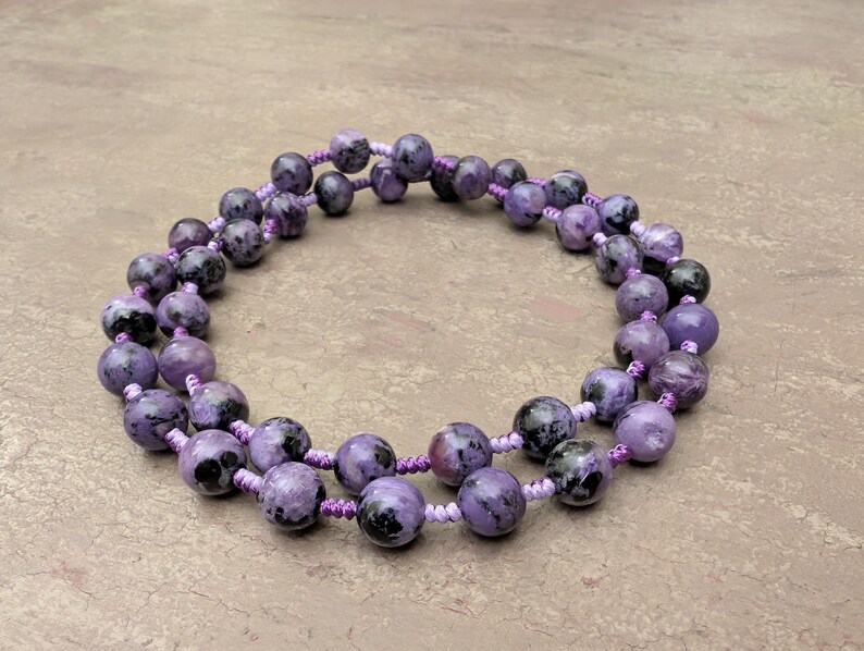 Charoite necklace relieving mental stress, natural genuine authentic gemstone image 3